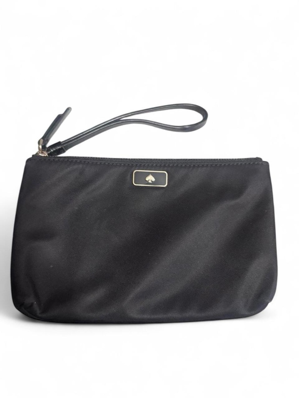 kate spade Black Wristlet Clutch with Gold Logo Plaque